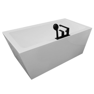 Cadă de baie cu montaj la perete MO-1039D cu baterie neagră, 152 x 80 x 58 cm - Img 4
