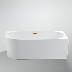 Cada de baie cu montaj pe colt dreapta, Mera2 - 160 x 75 cm, alb cu preaplin auriu - Img 15