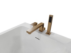 Cadă de baie cu montaj pe dreapta, cu baterie aurie 150 x 75 x 58 cm - Img 5