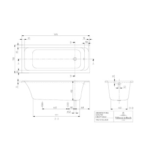 Cada de baie dreptunghiulara Villeroy&Boch Architectura alb alpin 170x70 cm - Img 3