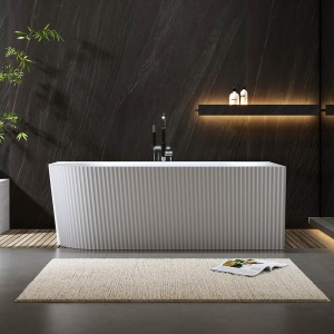Cada de baie freestanding back-to-wall asimetrica MO-1724RYF-160 montaj dreapta, alb lucios – 160 x 75 cm - Img 2