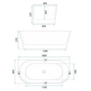 Cada de baie freestanding din acril Rea Eris 170 cm - Img 10