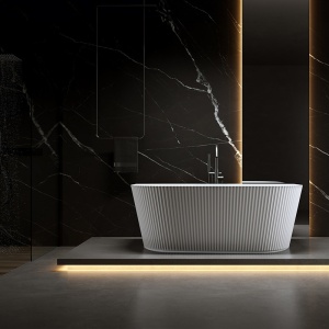 Cada de baie freestanding, montaj la perete Carlo2 170 x 75 cm, ventil si preaplin negru mat - Img 12
