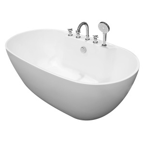 Cada de baie freestanding ovala cu baterie integrata MO-18033, 150 x 82 x 58 cm, alb lucios - Img 3