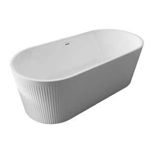 Cada de baie freestanding ovala cu caneluri MO-1020DR, 170 x 80 cm, alb lucios