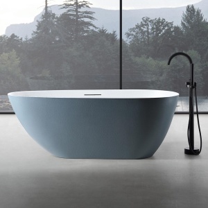 Cada de baie freestanding ovala MUE-D003GBW Albastru Gri / Alb – 170 x 75 x 60 cm, finisaj mat texturat - Img 2