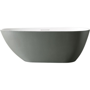 Cada de baie freestanding ovala MUE-D003GW gri ciment cu alb mat – 170 x 75 x 60 cm