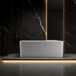 Cada de baie freestanding Sofia 515A, 140 x 75 cm, alb lucios cu ventil negru - Img 5