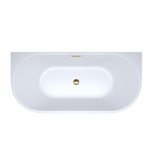 Cada de baie LENA 527C, Dimensiune 160x75cm, Culoare Alb, Deversor Auriu - Img 11