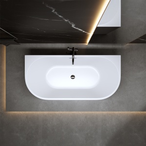 Cada de baie LENA 527C, Dimensiune 160x75cm, Culoare Alb, Deversor Crom - Img 4