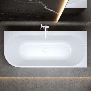 Cada de baie MERA 509A/Dreapta, Dimensiune 140x75cm, Culoare Alb, Deversor Alb Mat - Img 3