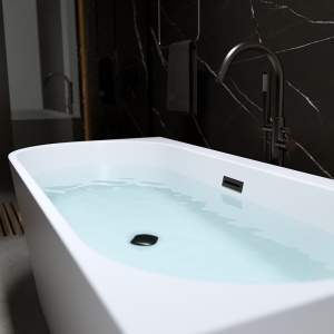 Cada de baie MERA 509B/Dreapta, Dimensiune 150x75cm, Culoare Alb, Deversor Negru - Img 5