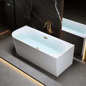 Cada de baie MERA 509D/Dreapta, Dimensiune 170x75cm, Culoare Alb, Deversor Auriu - Img 3