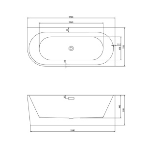 Cada de baie MERA 509D/Dreapta, Dimensiune 170x75cm, Culoare Alb, Deversor Auriu Periat - Img 6