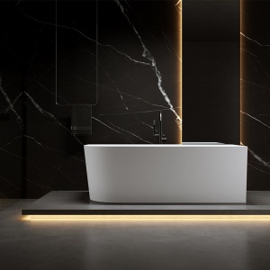 Cada de baie Mera509b Suport 150x75cm/ Partea dreapta, Culoare alb, Deversor Crom - Img 6