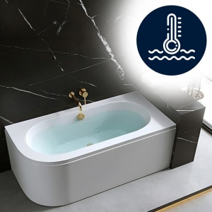 Cada de baie, montaj dreapta cu masca inclusa, EBI 140 x 75 cm, alb cu ventil auriu - Img 6