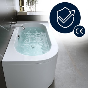 Cada de baie, montaj la perete dreapta cu masca, EBI White Chrome - 150 x 75 cm - Img 2
