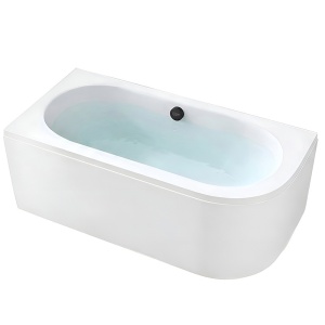 Cada de baie, montaj stanga, EBI 140 x 75 cm, alb cu ventil negru
