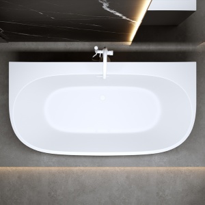 Cada de baie NORA 526C, Dimensiune 160x85cm, Culoare Alb, Deversor Alb Mat - Img 6