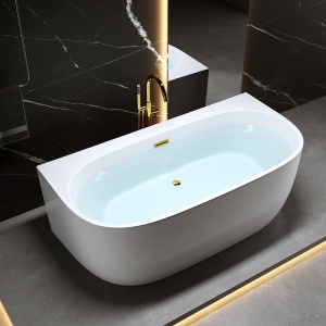 Cada de baie NORA 526C, Dimensiune 160x85cm, Culoare Alb, Deversor Auriu - Img 8