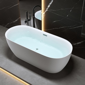 Cada de baie suport 150x75cm Cesana 518A, Culoare Alb , Deversor Cromat - Img 9