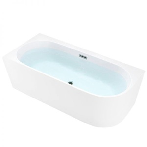 Cada de baie Suport MERA509C 160X75cm, Culoare Alb, Deversor Crom/ Stanga - Img 1