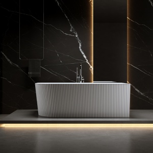 Cada de baie suport RIO 504D, Dimensiuni 140x75cm/Dreapta, Culoare Alb, Deversor Crom - Img 3