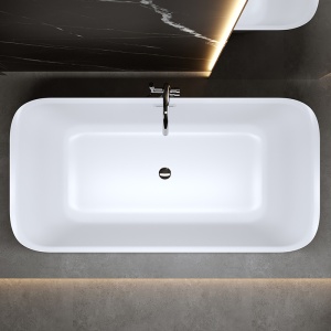 Cada de baie Viana 511C 170x80cm, Culoare alb , Deversor Cromat - Img 3