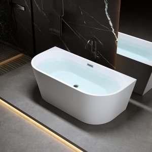 Cada de perete suport Lena527B, Culoare Alb 150x75cm, Deversor Crom - Img 2