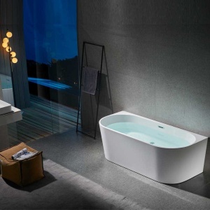 Cada de perete suport Lena527B, Culoare Alb 150x75cm, Deversor Crom - Img 10