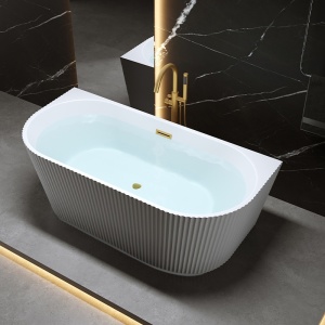 Cada freestanding, montaj la perete Carlo alba cu scurgere aur periat – 170 x 75 cm - Img 11