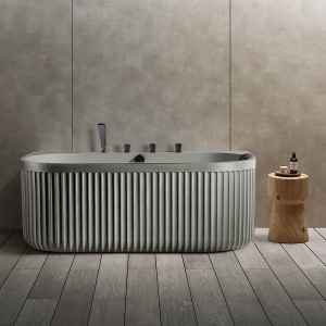 Cada freestanding ovala cu baterie integrata MUE-A005-2G 170 x 80 cm gri mat - Img 2