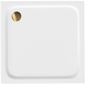 Cada pentru dus din acril Rea Belmond White Brush Gold 90x90 cm