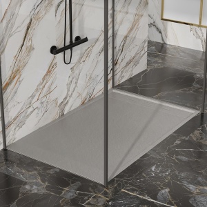 Cadita de dus DEKO Slim, Structura de piatra 100x80cm, Culoare Gri - Img 6