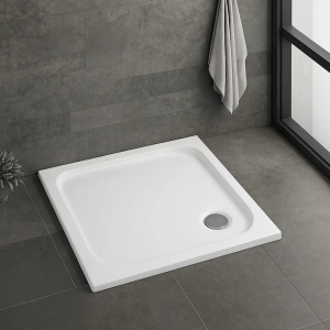 Cadita de dus dreptunghiulara finisaj lucios Rea Belmond 90x90 alba - Img 2
