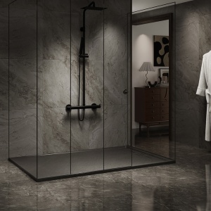 Cadita de dus dreptunghiulara imitatie de piatra Slim DEKO 100x80 cm neagra - Img 5