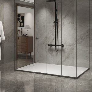 Cadita de dus dreptunghiulara slim imitatie piatra Deko 150x90 cm alba - Img 4