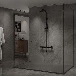 Cadita de dus dreptunghiulara slim imitatie piatra Juko 90 x 70 cm neagra - Img 9