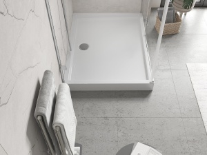 Cadita de dus inalta dimensiune 100x80x12cm alb lucios - Img 4