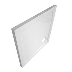Cadita de dus patrata slim finisaj lucios ST02D 100 x 100cm alba - Img 2