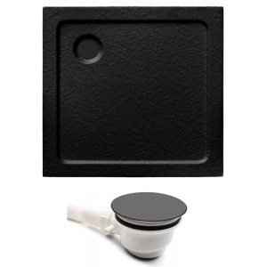 Cadita de dus patrata slim imitatie piata Stone Square 70 x 70 cm neagra - Img 3
