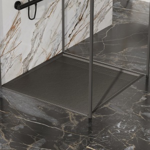 Cadita de dus patrata slim imitatie piatra Deko 80 x 80 cm neagra - Img 2