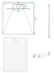 Cadita de dus Rea Bazalt , Dimensiune 90x90 , Culoare Grey - Img 9