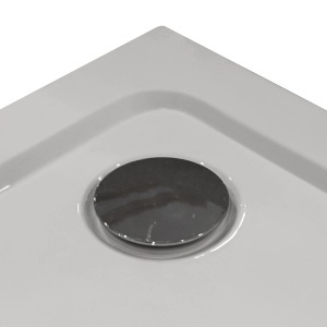 Cadita de dus semirotunda Pro ST01B alb 90 x 90 x 4 cm cu sifon inclus - Img 3