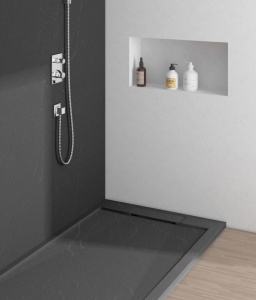 Cădiță de duș STONE 120×90 cm – Marmură Turnată, Negru Mat - Img 2
