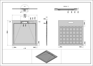 Cădiță de duș STONE 90×90 cm – Marmură Turnată, Alb Mat - Img 2