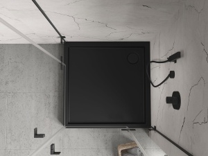 Cadita dus patrata, culoare negru mat, dimensiune 80x80x12cm - Img 4