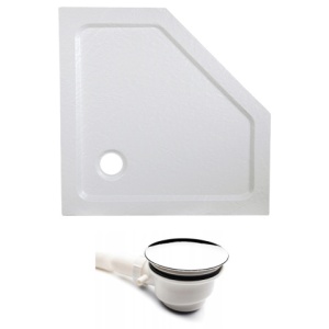 Cadita dus Rave pentagonala 90x90cm alb - Img 9