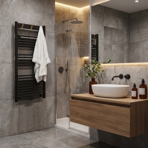 Calorifer portprosop pentru baie Yasur 120x50 cm negru mat - Img 15