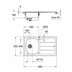 Chiuveta bucatarie inoxidabila Grohe K 200 cu picurator - Img 2